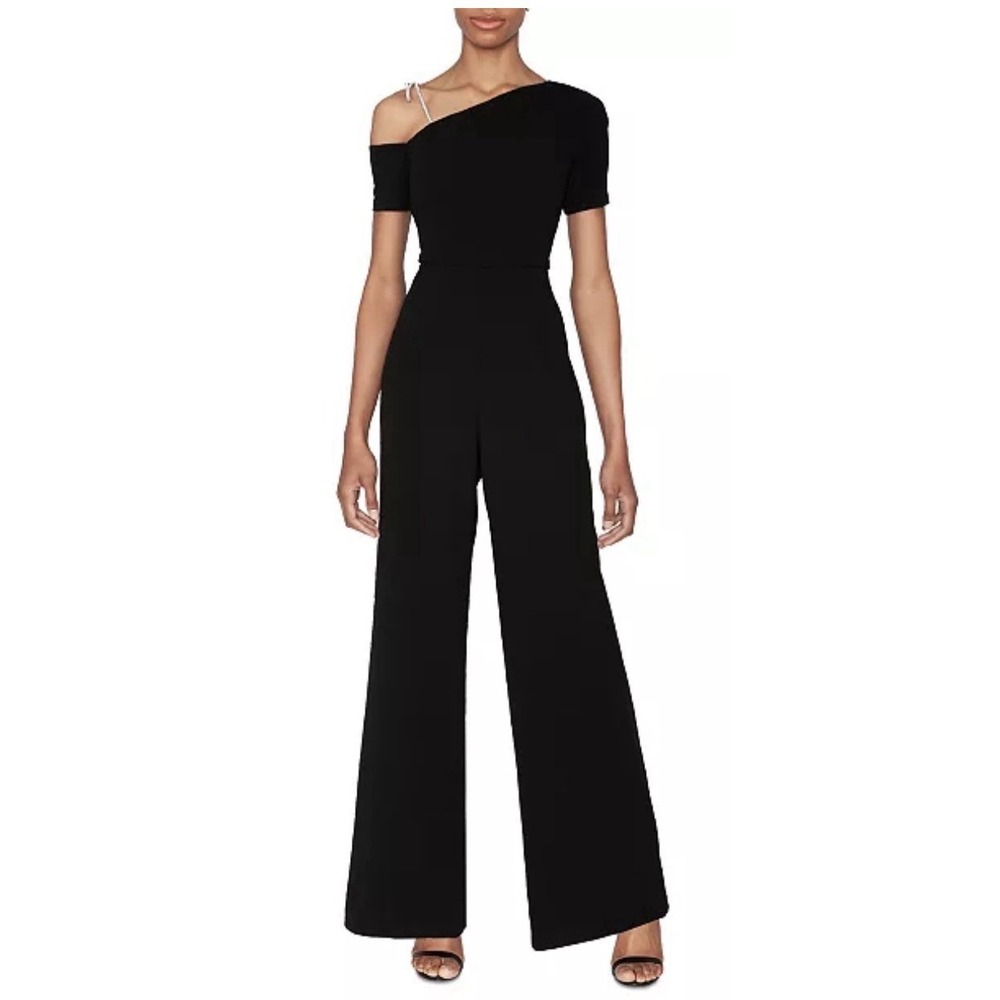 White Tie By Shani Women's Crystal-Bow One-Shoulder Wide-Leg Jumpsuit Size 8